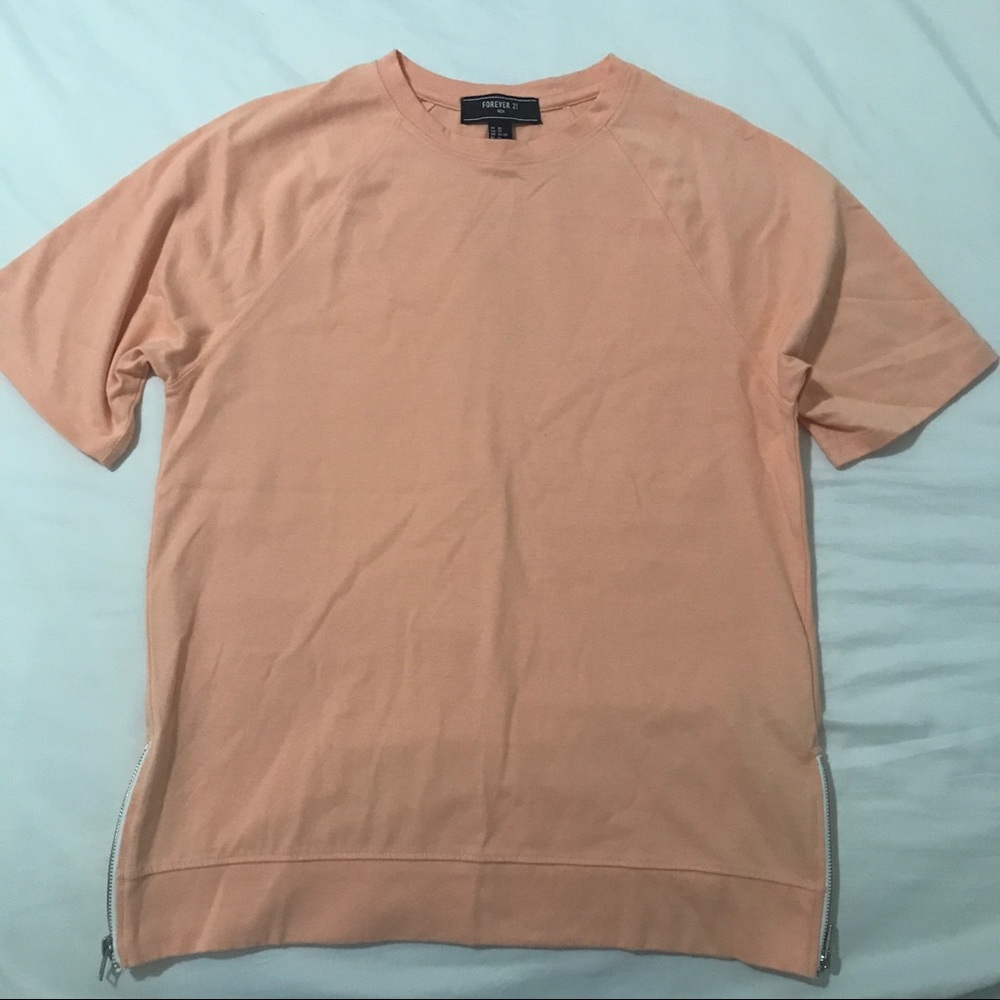 FOREVER 21 Zip-Hem Slub Knit Tee